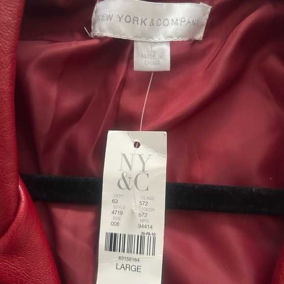 New York & Company Red Studded Leather Jacket - Picture 4 of 4